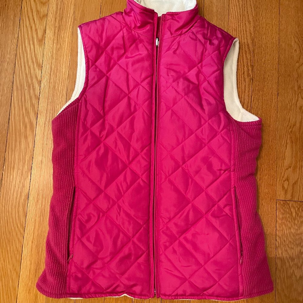 Izod Quilted Womens Hot Pink Vest Reversible Size XS